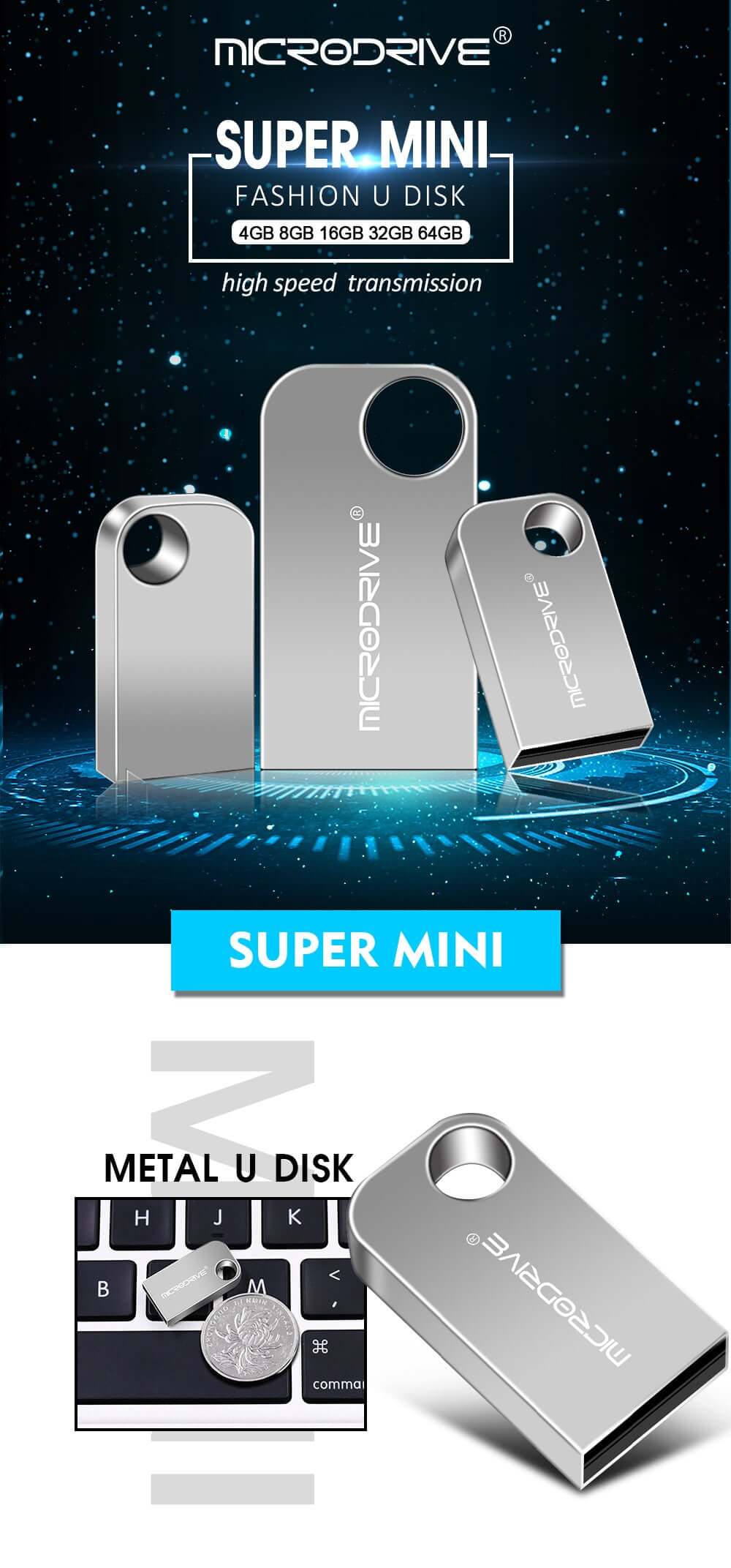 CUTTING-EDGE TECHNOLOGY 16GB 64GB Mini USB Flash Drive for vehicle and portable storage