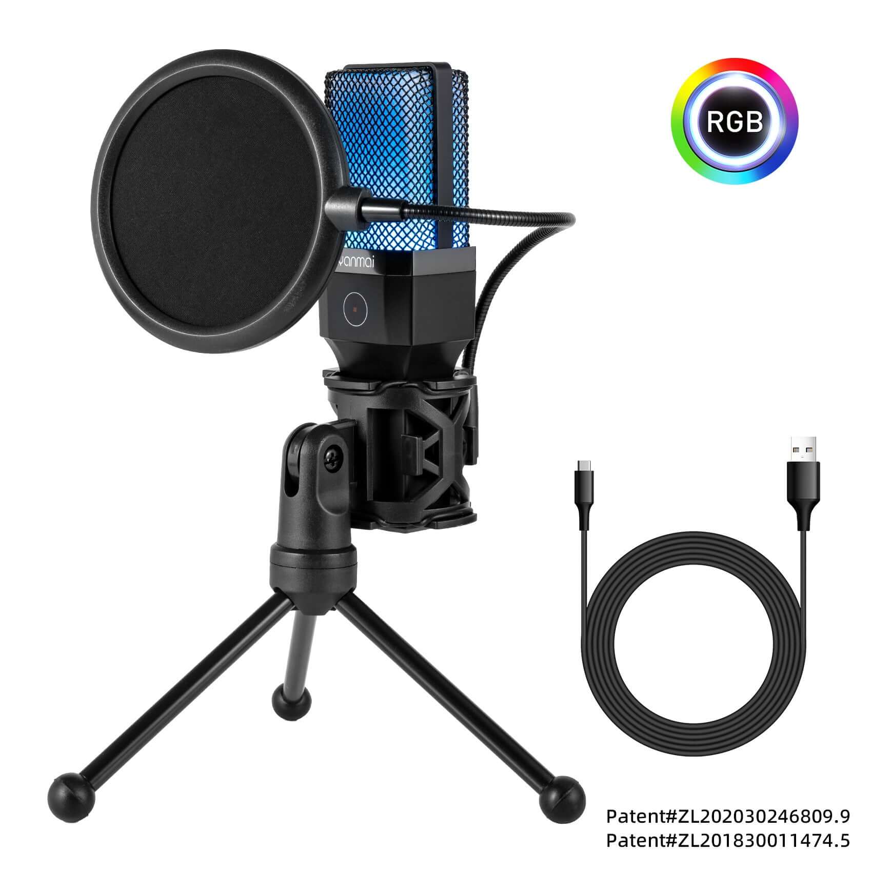 CUTTING-EDGE TECHNOLOGY RGB Streaming Microphone With Stand