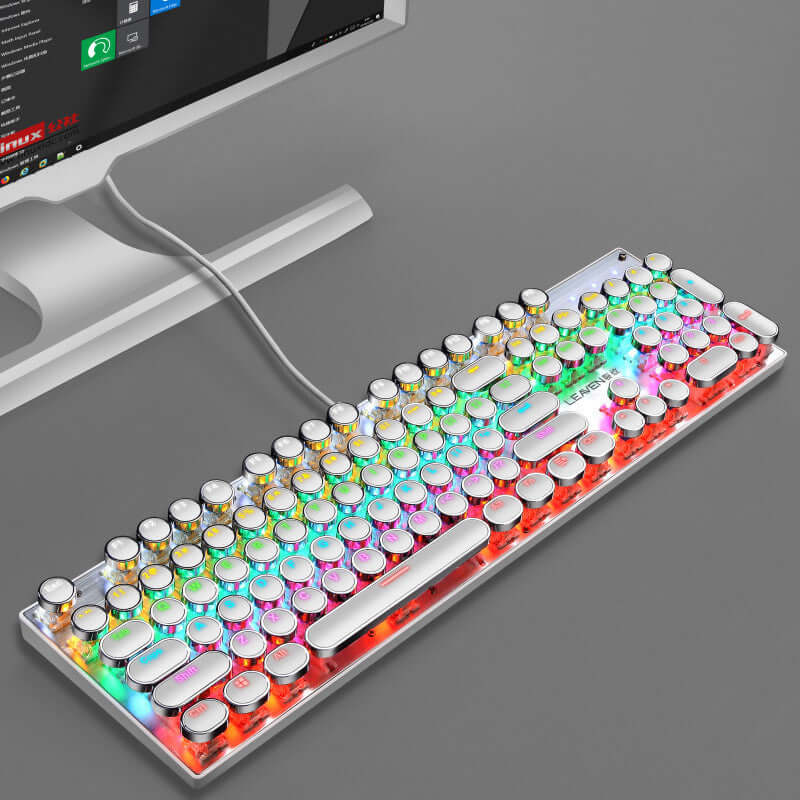 CUTTING-EDGE TECHNOLOGY Luminous Punk USB Wired Computer Gaming Keyboard