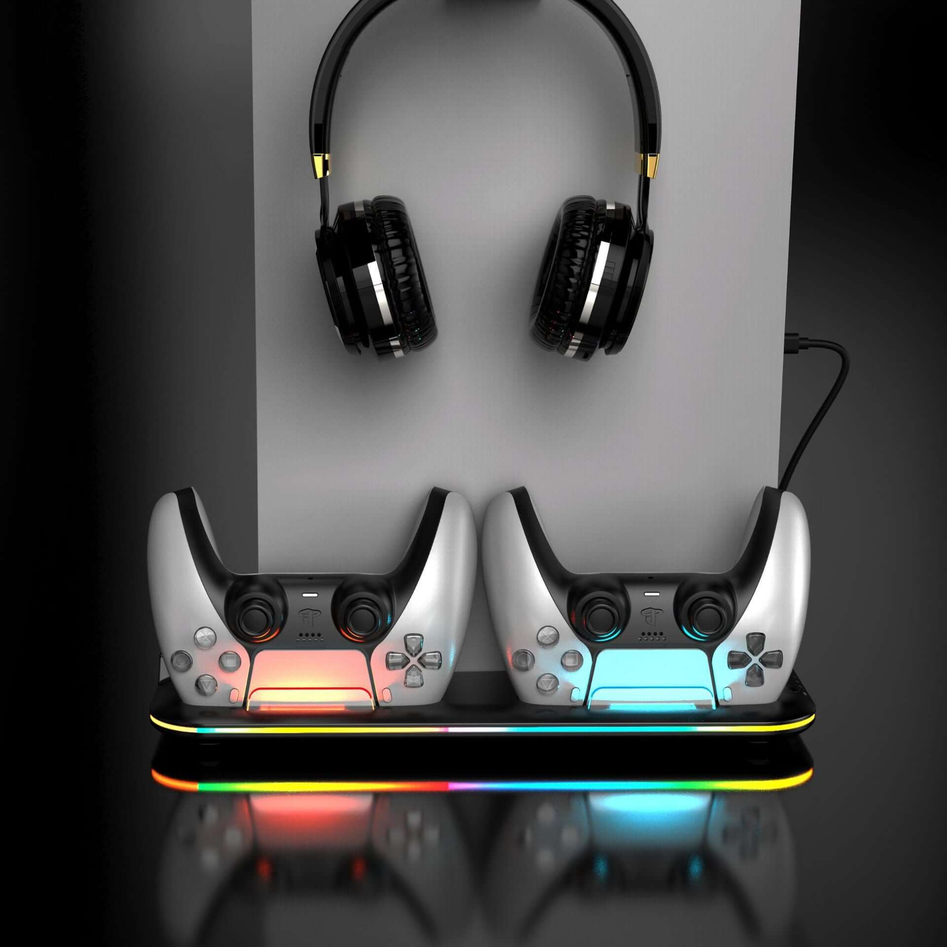 CUTTING-EDGE TECHNOLOGY PS5 RGB Charging Dock for Controllers and Headset