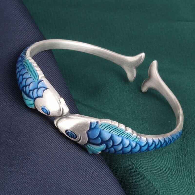 CUTTING-EDGE TECHNOLOGY Ethnic Blue Carp Epoxy Bracelet