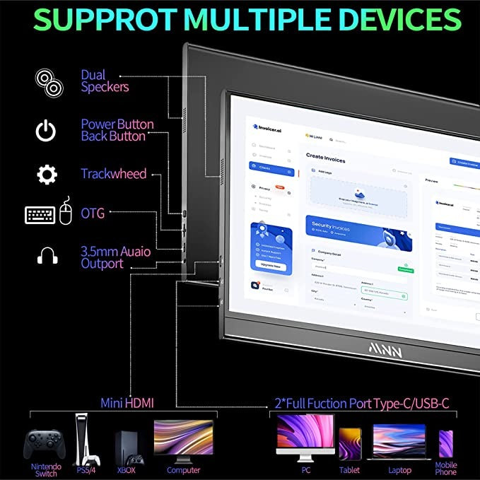 CUTTING-EDGE TECHNOLOGY Ultra-Thin Portable Metal Display Monitor for PS4