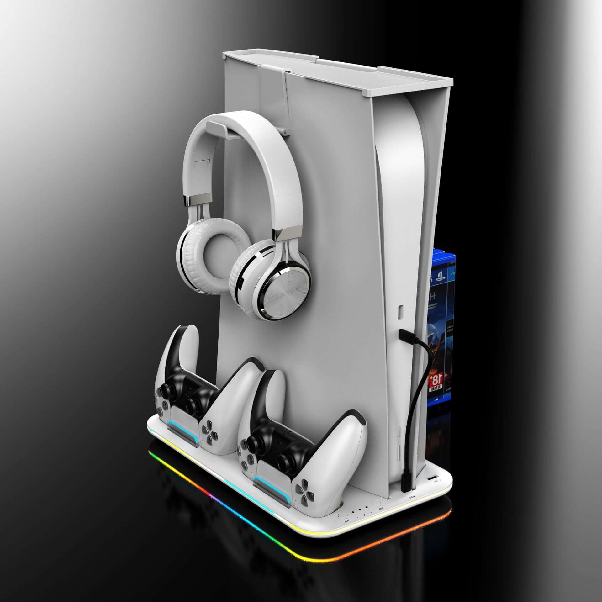 CUTTING-EDGE TECHNOLOGY PS5 RGB Charging Dock for Controllers and Headset