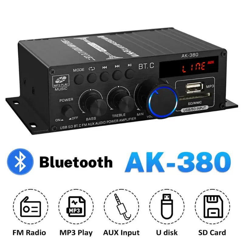 CUTTING-EDGE TECHNOLOGY AK380 Bluetooth 12V Power Amplifier for Car and Home Audio
