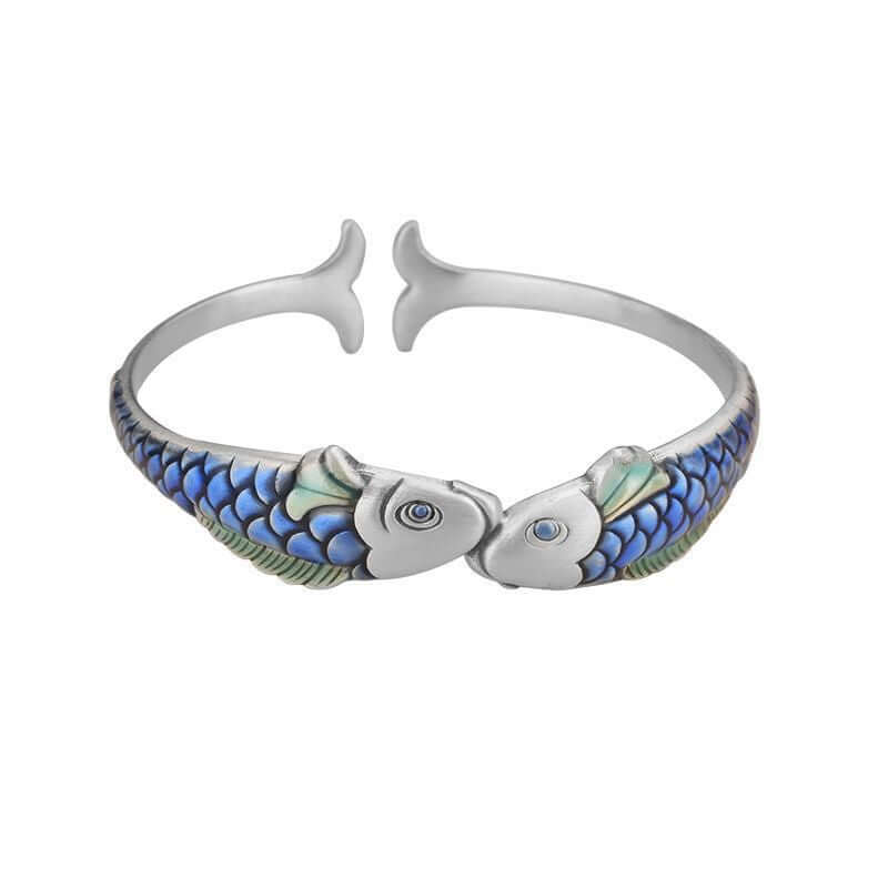 CUTTING-EDGE TECHNOLOGY Ethnic Blue Carp Epoxy Bracelet
