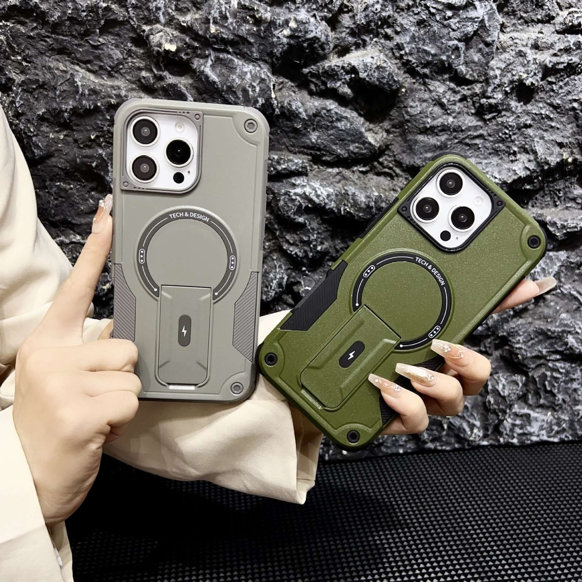 CUTTING-EDGE TECHNOLOGY drop-resistant protective phone case with bracket compatibility