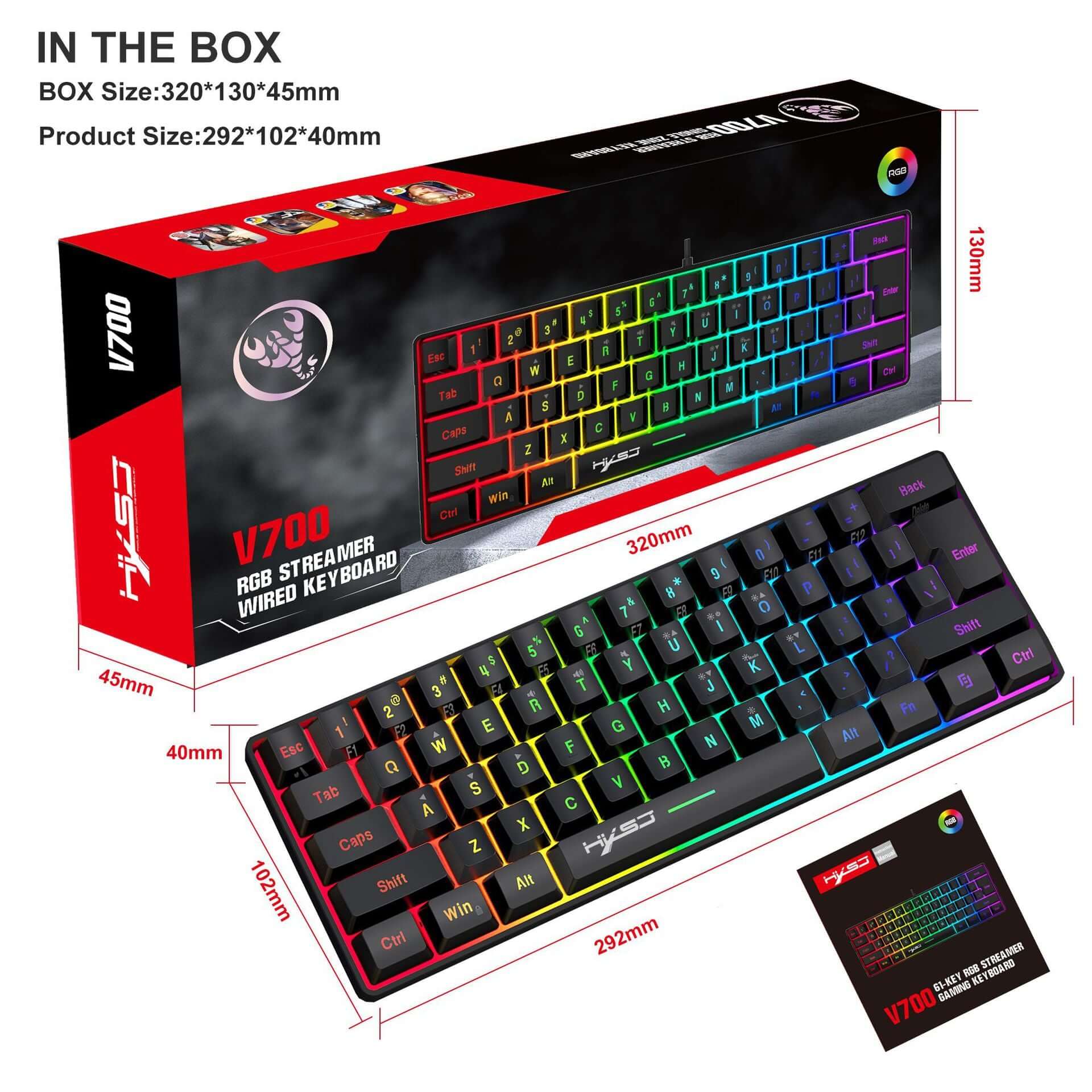 RGB Gaming Membrane Keyboard with Shortcuts