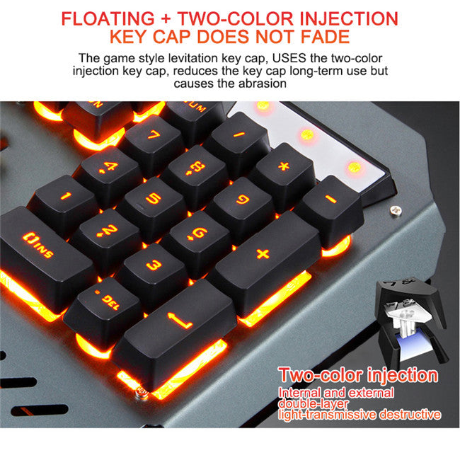 Ergonomic Mechanical Keyboard with RGB Backlight showcasing floating key design and two-color injection key caps.