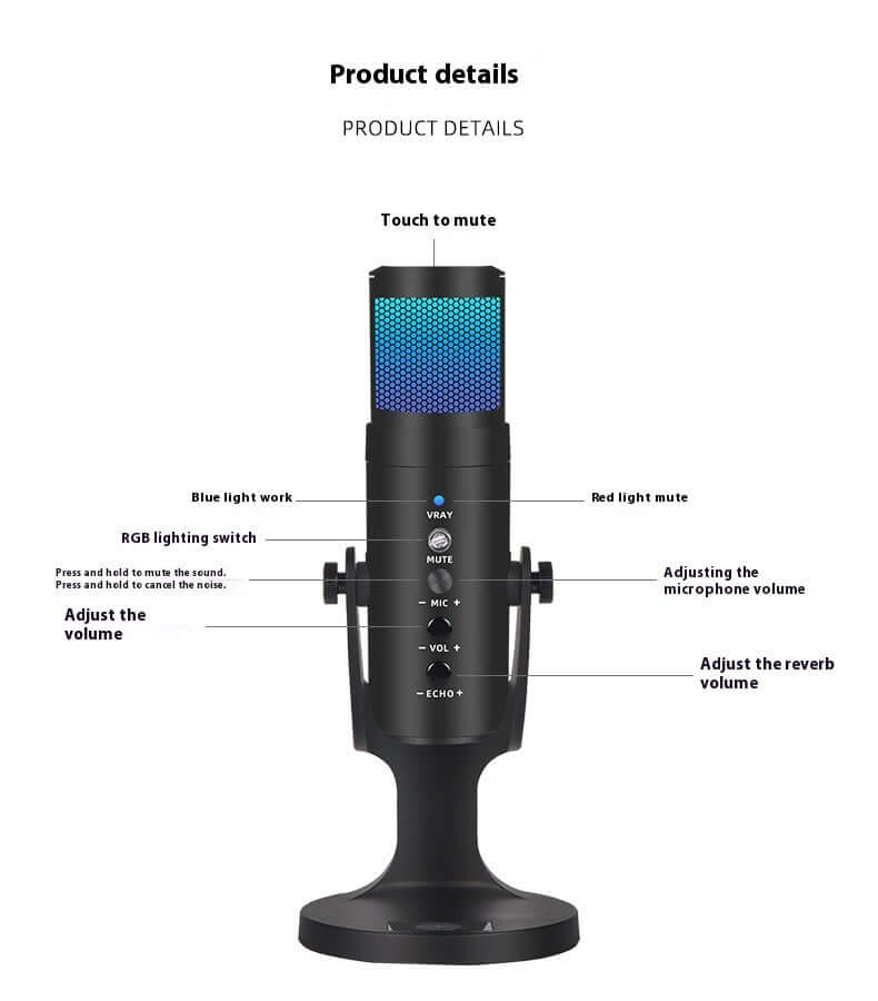 CUTTING-EDGE TECHNOLOGY RGB USB Condenser Microphone