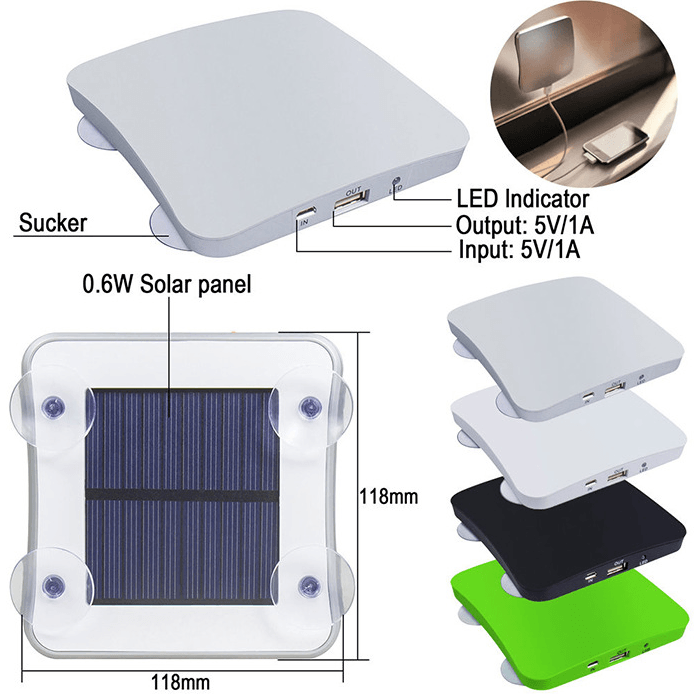 CUTTING-EDGE TECHNOLOGY Solar-Powered Suction Cup Portable Power Bank