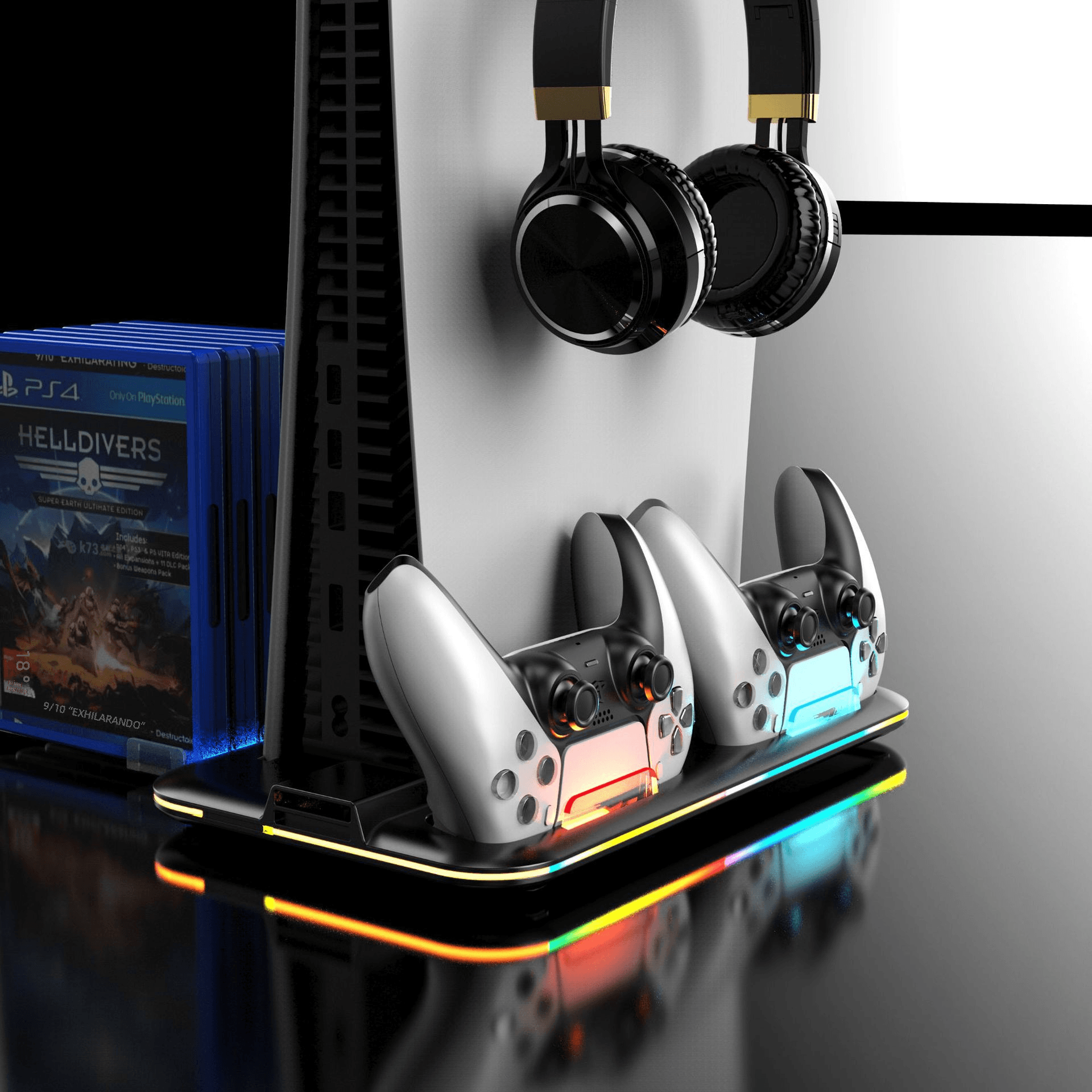 CUTTING-EDGE TECHNOLOGY PS5 RGB Charging Dock for Controllers and Headset
